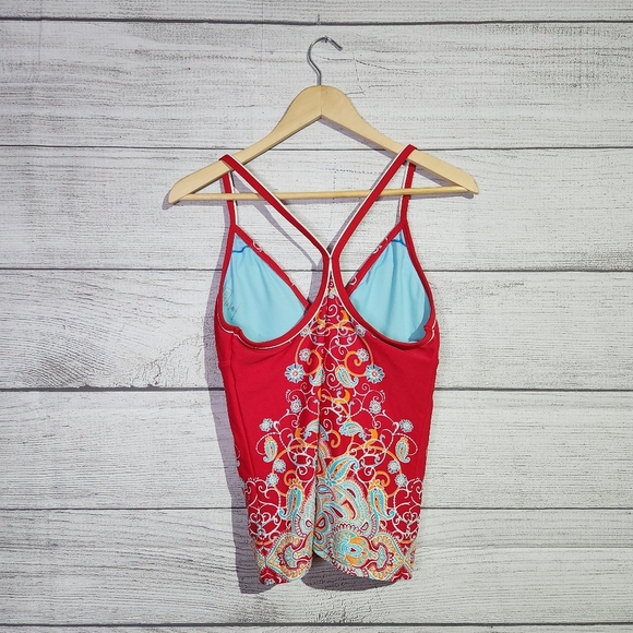 Athleta Pink Strappy Paisley Tank Top, Size M Tall - Picture 3 of 5